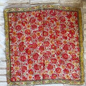Anthropologie Floral Scarf in Red and Yellow
